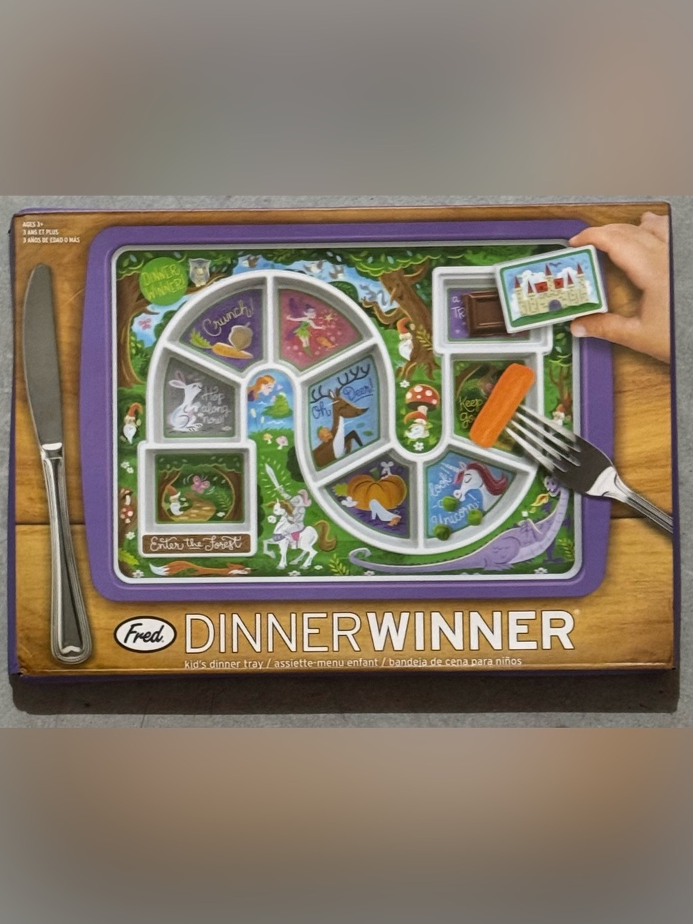 NIB Fred Dinner Winner Purple Kids Dinner Tray